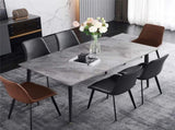 Glossy Gray Rectangular Stone Dining Table With Slim Black Legs V767-JJ-XZ327-YDL