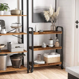 Rustic Brown Kitchen Trolley Rolling Cart with Steel Structure V178-64713