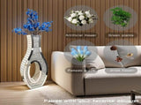 30-Inch Tall Double Sided Crushed Diamond Floor Vase Large Mirrored Silver Crystal Dcor V767-HP-ZZ1872