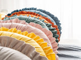 Round Velvet Cushion Ruffled Flower Cushion Decorative Sofa Throw Pillow V1294-YM0716-220628DJ01-2