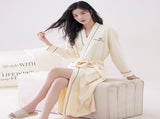 Beige 2XL size Women's Cotton Robe Autumn/Winter Bathrobe & Morning Gown Long Sleeve, V888-ELOSUNG50060