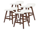 4X Wooden Bar Stool Dining Chair Leather SOPHIA 65cm WHITE BROWN V274-FT-WBSPU-75WH4-BNP