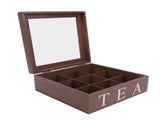 Wooden Tea Storage Organizer with Clear Acrylic Top Window 9 Compartments Eco Friendly Tea Bag V1294-YM0901-3117240213612