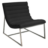 Caviar Bonded Leather & Steel Lounge Accent Chair in Black V1041-JMC-1059BLACK
