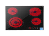 Devanti Ceramic Cooktop 5 Cooking Zone 4 Electric Hobs Touch Control 7600W Black CCT-B-4B-5Z-TOUCH-BK