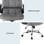 Artiss Office Chair Velvet Seat Racing Gaming Computer Desk Chairs Armrest Grey OCHAIR-H-FZ40-GY