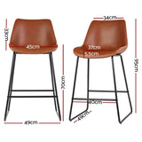 Artiss 4x Bar Stools Leather Padded Metal Legs Brown BA-TW-8068-BRX4