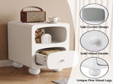 Artiss Bedside Table Storage Drawer Shelf Pine Wood Legs White FUR-S-BS-06-WH