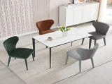 VELLUTO Modern Kitchen Dining Rooms Faux Leather Flannel Accents Metal Vanity Lounge V255-VE-DICH-BROWN-908