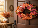 Artificial Fall Wreath with Hydrangea and Roses Front Door Floral Wreath for Thanksgiving, Porch, V1369-AZ3-W-11205