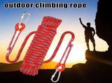Climbing rope 10 meters - 1000 kg tensile strength - including 2 carabiners - red V1188-MS101-01641-1