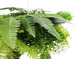 Silver Framed Roof Hanging Disc With Draping Life-Like Plants UV Resistant 40cm V637-DP88000S