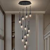 BAMDECOR LT08 12-Heads Solid Crystal Teardrop Chandelier High Ceiling Foyers Entrance Chandeliers V255-BAM-LT08-12-BLACK