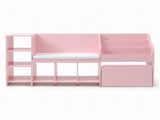 Keezi Kids Storage Unit Bookshelf Toy Box Organiser Bench Seat Cabinet 170cm Pink FURNI-N-BOOK-170-PK-AB