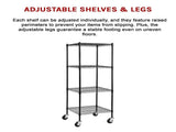 Modular Wire Storage 35x35cm Steel Shelving Black With Wheels For Garage Warehouse Or Kitchen V63-841501