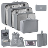 Complete Travel Packing Organizer Set, 10 Pcs Clothes Storage Pouches With Dual Drawstring Bags, V1221-XM-LB2598-GM101