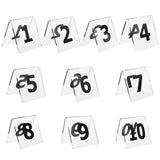 Clear Double-Sided Acrylic Table Number Signs with Stable Triangle Base, 110 Pieces for Weddings, V1366-AZ2-W-11352