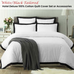 Accessorize White/Black Tailored Hotel Deluxe Cotton Quilt Cover Set Super King V442-HIN-QUILTCS-HOTELTAILORED-WHITEBLACK-SK