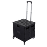 Collapsible Utility Rolling Crate Swivel Casters PP Strong with Telescopic Handle Lid Storage V1294-YM0901-3117230195711