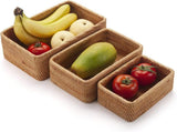 Set of 3 Rattan Storage Baskets, Stackable Woven Wicker Organizer Box for Kitchen Cupboard Shelf, V1237-ZY00B089K29BKG