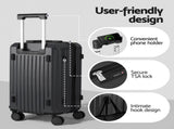 Wanderlite 2pcs Trunk Luggage Suitcase Travel Carry On TSA Lock 12" 20" Black LUG-ABS-TRUK-12-20-BK