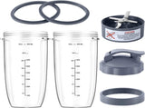 7 Pieces nutribullet Blender Cups & Blade Replacement Set 32oz Huge Cup with 1 Flip-Top To-Go Lid V1258-DP02-C-105
