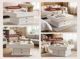 Artiss Lift Top Coffee Table Centre Table with Rotating Top Hidden Storage White FUR-AC-COF-01-WH