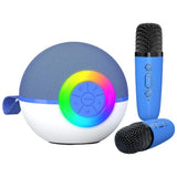 Portable Karaoke Microphone Machine Mini Bluetooth Speaker with 2 Wireless Mics Green V1263-JX-6981-4