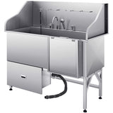 155 cm Dog Grooming Bath Tub Stainless Steel w Ramp Water Filter V952-BXGCWYG61CPDIM12TV0