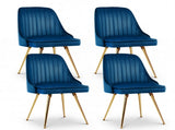 Artiss Dining Chairs Set of 4 Velvet Channel Tufted Blue UPHO-D-DIN203C-VEL-BLX4