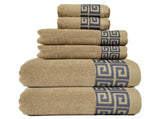 Khaki Luxury Cotton Towel Set - 6-Piece Highly Absorbent Bath & Hand Towels V888-ELOSUNG23037