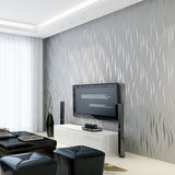 Clearance! Room Decor Silver 3D Non-Woven Wave Stripe Embossedpaper Rolls Living Room Decor 10M V1370-AZ4-17373