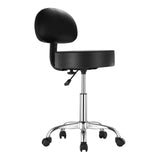 Round Rolling Stool, PU Leather Rolling Stool with Backrest, 360&deg Swivel Drafting Stool with V952-YDHSJSYXYKBWDYI0TV0