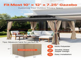 Gazebo Curtains Outdoor, 12' x 10' x 7.3' Gazebos, 4-Panel Sidewall Gazebo Privacy Curtains with V952-SMLTCL12FT10QF3IIV0