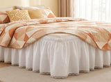 Twin XL Dorm Bed Skirt Extra Long Drop Elastic Wrap Around Dust Ruffle White Soft Fabric Machine V1369-AZ3-W-11057