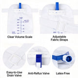 1000ml Leg Bag Urinary Drainage Bag Anti Reflux Valve, 33.8oz Large Capacity Urine Leg Catheter V1192-AZ-W-28454
