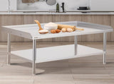 Stainless Steel Work Table, 762 x 1219 x 660 mm Commercial Food Prep Worktable, 3-Sided Backsplash V952-CFBXGGZTSBT3X3G63V0