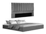 Artiss King Bed Frame with Storage Grey Velvet Headboard Gas Lift Platform Base BFRAME-E-TOKI-VELA-K-GY-AB