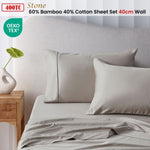 Accessorize 400TC Stone Bamboo Cotton Sheet Set 40cm Wall King V442-HIN-SHEETS-BAMBOOCOTTON40CM-STONE-KI