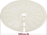 48-inch Christmas skirt - Braided cable knit skirt - for a 7.5-foot - Cream white V1188-MS101-00797-1