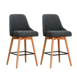 Artiss 2x Bar Stools Swivel Seat Wooden Charcoal BA-TW-8125-CHX2