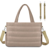 Khaki Stylish Quilted Nylon Tote Bag - Large Capacity Diaper Nappy Bag for Travel & Stroller with V888-ELOSUNG27619