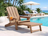 Gardeon Folding Sun Lounger Adirondack Chair Outdoor Lounge Setting HDPE Recliner Footrest Khaki FF-BEACH-HEFD-OTTO-KH