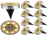 Solar Ground Lights,10 Pack 8 LED Solar Lights Outdoor IP68 Waterproof Solar Disc Lights In-Ground V1192-AZ-W-11734