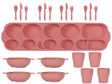 Pink Durable Eco-Friendly Wheat Straw Dinnerware Set - 24 Pieces with Plates, Bowls, Cups & Cutlery V888-ELOSUNG28117