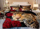 Leopard Rose Noir Quilt / Doona / Duvet Cover set V745-AQ044129K3