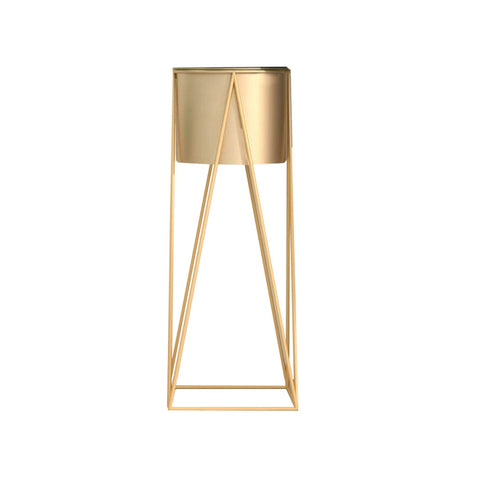 SOGA 50cm Gold Metal Plant Stand with Gold Flower Pot Holder Corner Shelving Rack Indoor Display FPOTH52GLD