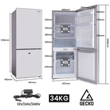 GECKO 139L Upright Portable Fridge / Freezer, 12V/24V/240V for Motorhome and Caravan, Silver V219-CMPFRUGK13SA