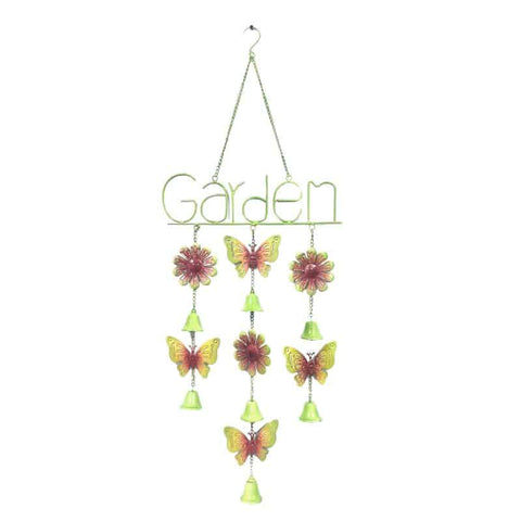 Hanging 'Garden' Sign w Butterflies Bells 95cm V637-24857GDN