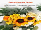 Yellow Artificial Wedding Arch Flower Kit with Sheer - 2 Floral Arrangements & 1 V767-VVR-HLGMHTJ3JTHS78U39V0